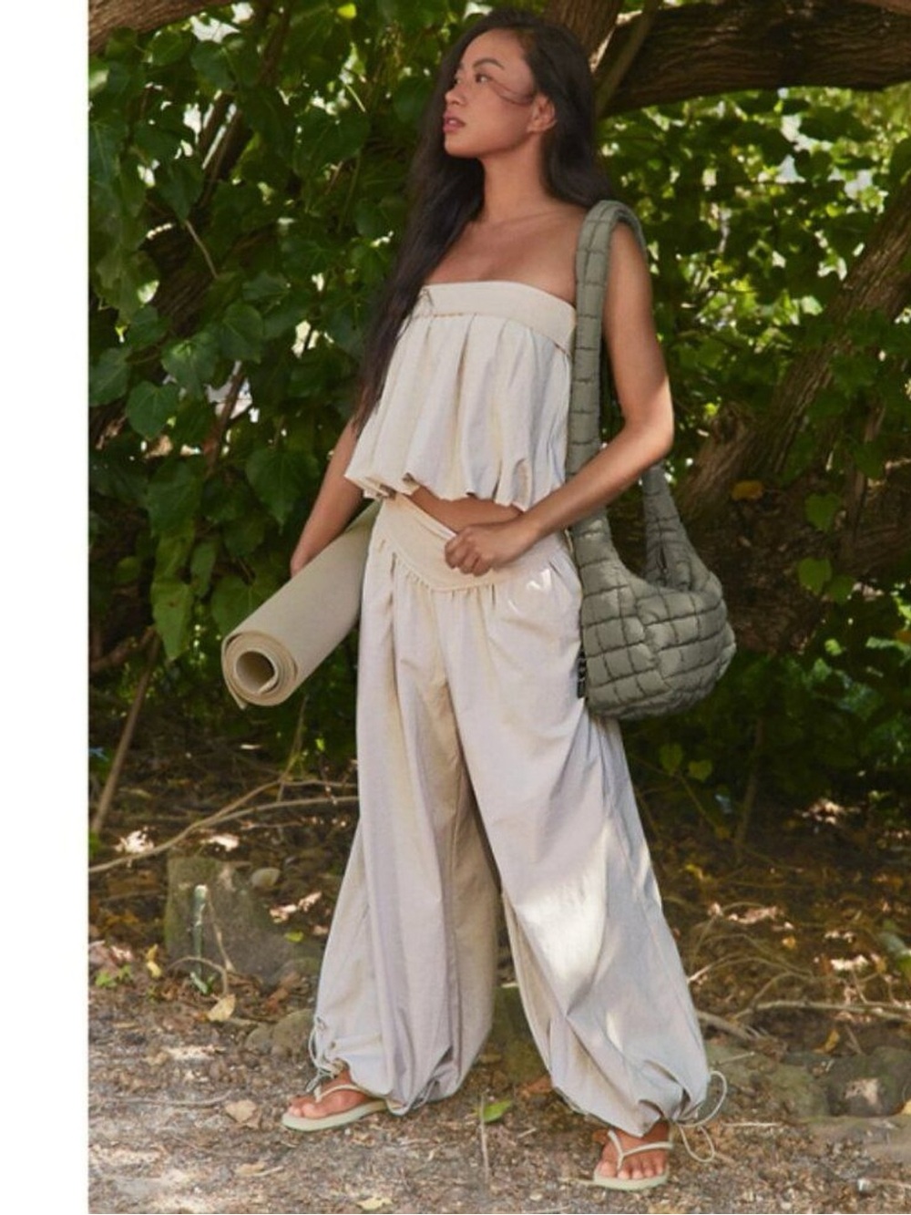 Free People Quilted Baby Carryall Bag - Stone Sage